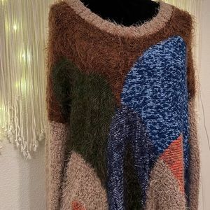 Dex Multi-colored Fuzzy Sweater, size Medium